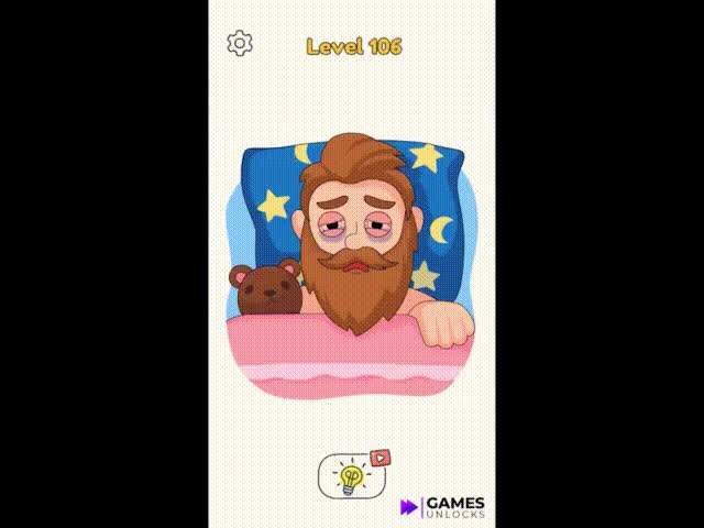 Dop 4 Level 106 answer  – Man sleeping with teddy